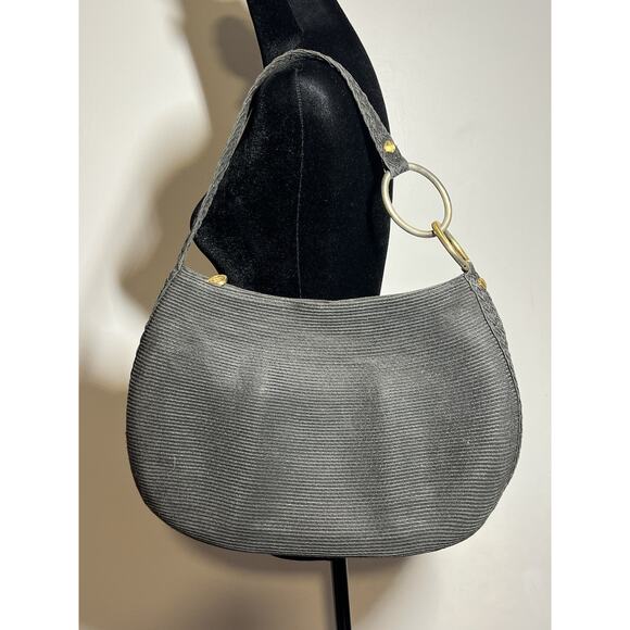 Eric Javits Light Black Woven Squishee Shopper Shoulder Handbag Tote Satchel - Picture 1 of 8